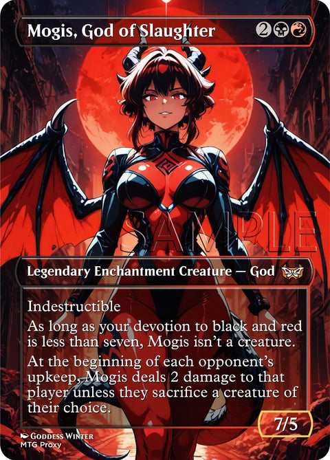 MTG - Mogis, God of Slaughter - Fanart Borderless Style - EDH / Playtest