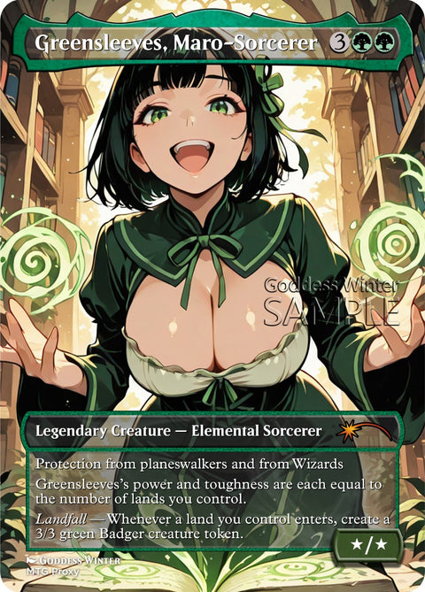 MTG - Greensleeves, Maro-Sorcerer - Fanart Borderless Style - EDH / Playtest