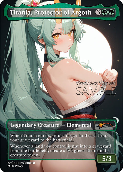 MTG - Titania, Protector of Argoth - Fanart Borderless Style - EDH / Playtest