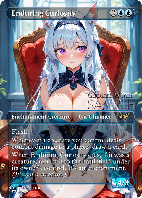 MTG - Enduring Curiosity - Fanart Borderless Style - EDH / Playtest
