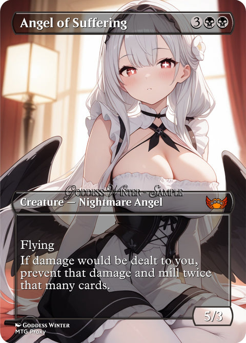 MTG - Angel of Suffering - Fanart Borderless Style - EDH / Playtest