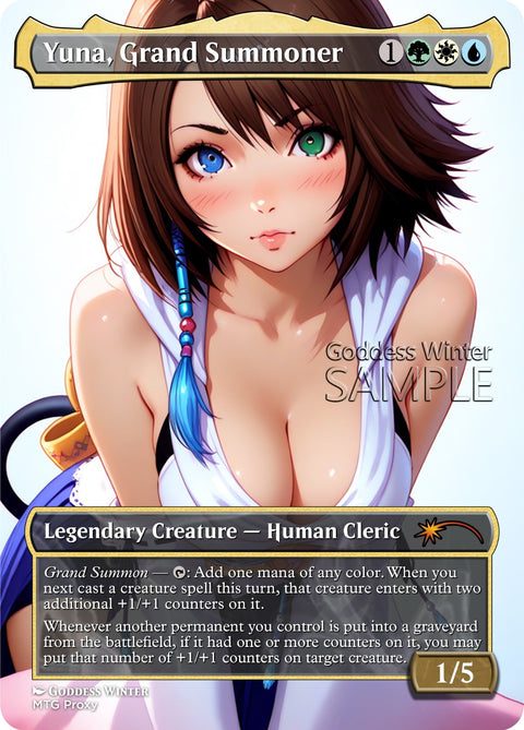 MTG FF - Yuna, Grand Summoner - Fanart Borderless Style - EDH / Playtest