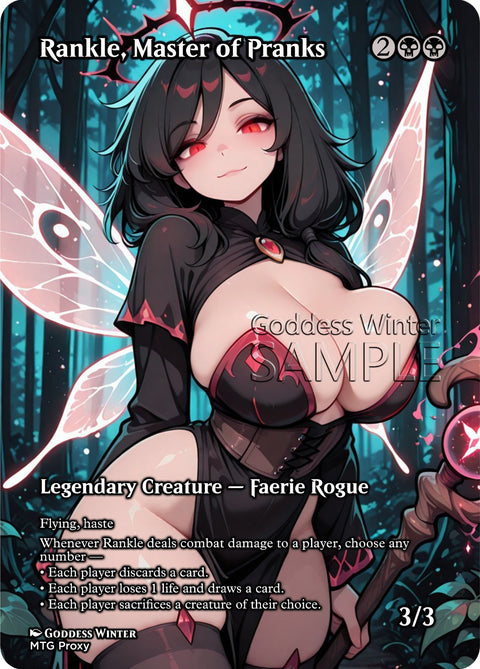 MTG - Rankle, Master of Pranks - Fanart Borderless Style - EDH / Playtest