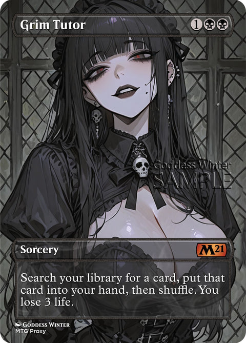 MTG - Grim Tutor - Fanart Borderless Style - EDH / Playtest