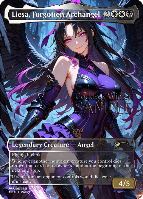 MTG - Liesa, Forgotten Archangel - Fanart Borderless Style - EDH / Playtest