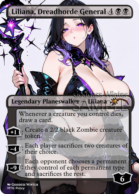 MTG - Liliana, Dreadhorde General - Fanart Borderless Style - EDH / Playtest