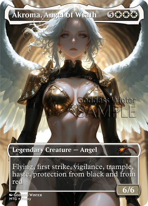 MTG - Akroma, Angel of Wrath - Fanart Borderless Style - EDH / Playtest