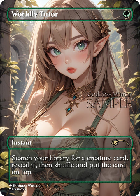 MTG - Worldly Tutor - Fanart Borderless Style - EDH / Playtest