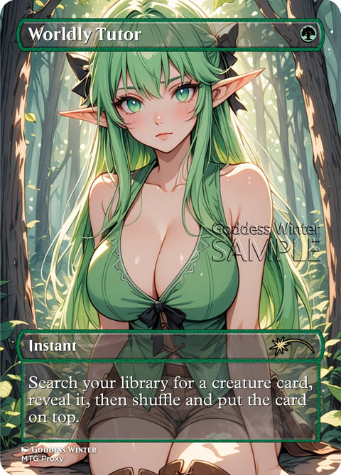 MTG - Worldly Tutor - Fanart Borderless Style - EDH / Playtest