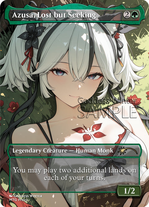 MTG - Azusa, Lost but Seeking - Fanart Borderless Style - EDH / Playtest