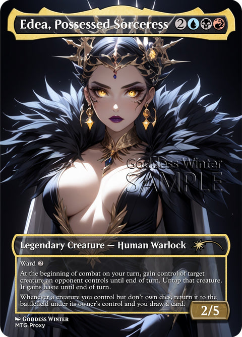 MTG - Edea, Possessed Sorceress - Fanart Borderless Style - EDH / Playtest