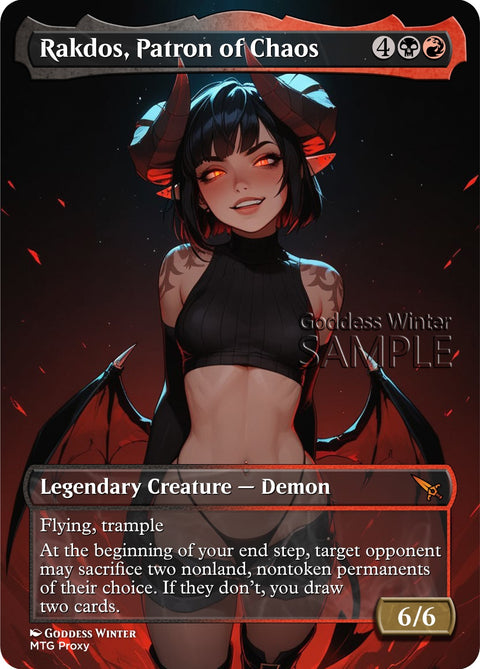MTG - Rakdos, Patron of Chaos - Fanart Borderless Style - EDH / Playtest