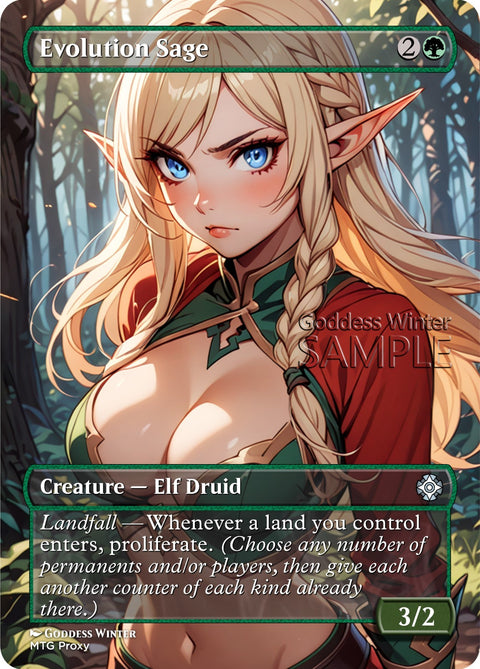 MTG - Evolution Sage - Fanart Borderless Style - EDH / Playtest