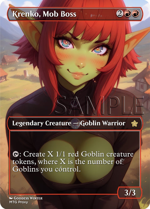 MTG - Krenko, Mob Boss - Fanart Borderless Style - EDH / Playtest