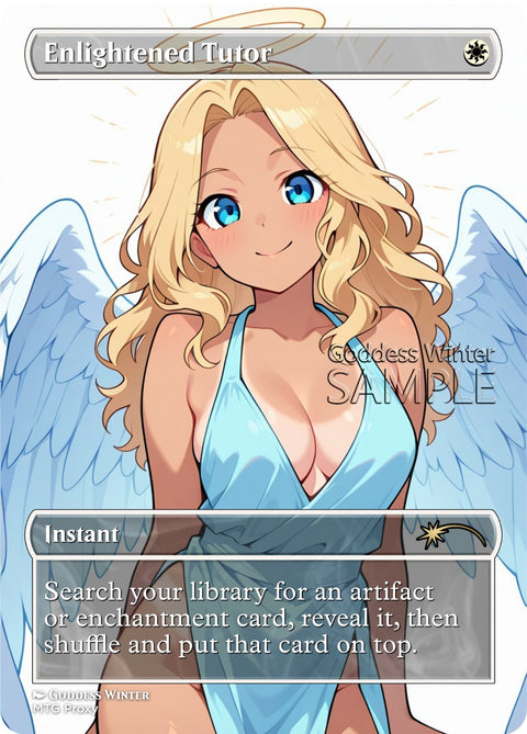 MTG - Enlightened Tutor - Fanart Borderless Style - EDH / Playtest