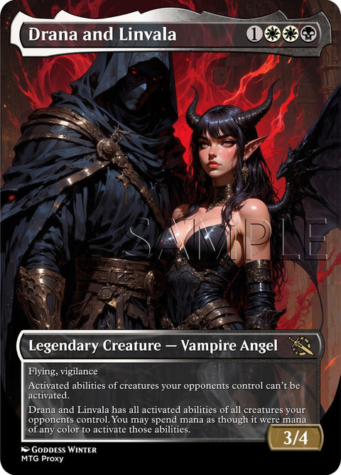 MTG - Drana and Linvala - Fanart Borderless Style - EDH / Playtest