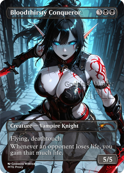 MTG - Bloodthirsty Conqueror - Fanart Borderless Style - EDH / Playtest