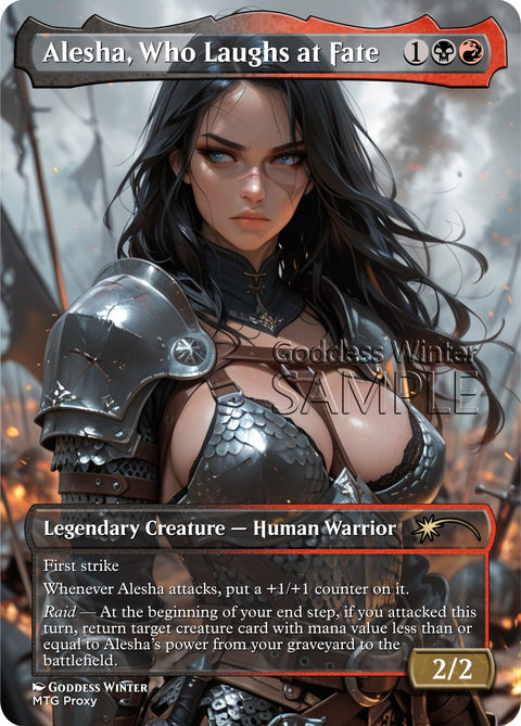 MTG - Alesha, Who Laughs at Fate - Fanart Borderless Style - EDH / Playtest