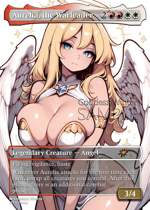 MTG - Aurelia, the Warleader - Fanart Borderless Style - EDH / Playtest