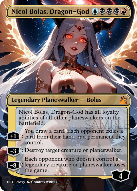 MTG - Nicol Bolas Dragon-God - Fanart Borderless Style Card for EDH / Playtest