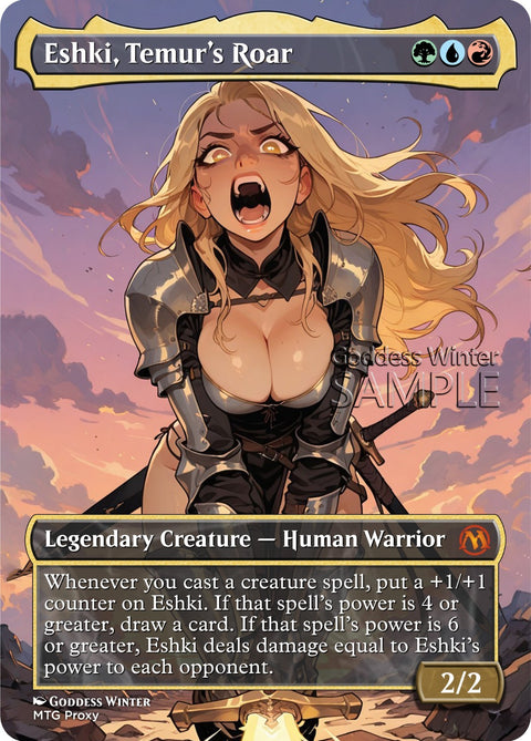MTG - Eshki, Temur's Roar - Fanart Borderless Style - EDH / Playtest