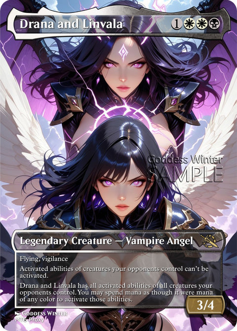 MTG - Drana and Linvala - Fanart Borderless Style - EDH / Playtest