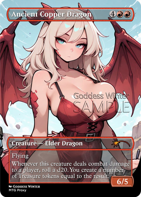 MTG - Ancient Copper Dragon - Fanart Borderless Style - EDH / Playtest
