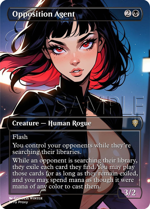 MTG - Opposition Agent - Fanart Borderless Style - EDH / Playtest