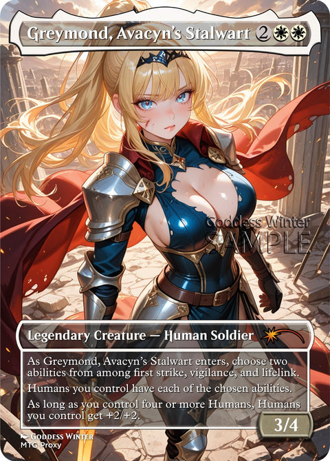 MTG - Greymond, Avacyn's Stalwart - Fanart Borderless Style - EDH / Playtest