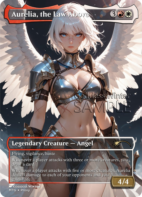 MTG - Aurelia, the Law Above - Fanart Borderless Style - EDH / Playtest