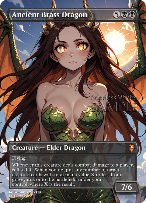 MTG - Ancient Brass Dragon - Fanart Borderless Style - EDH / Playtest