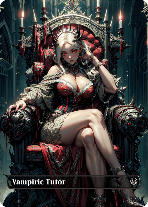MTG- Vampiric Tutor - Fanart Borderless Style Card For EDH / Playtest