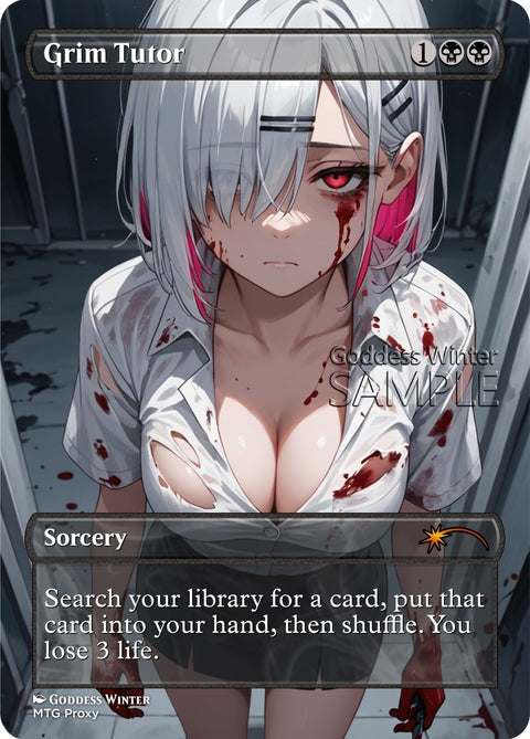 MTG - Grim Tutor - Fanart Borderless Style - EDH / Playtest