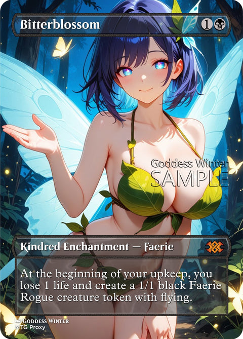 MTG - Bitterblossom - Fanart Borderless Style - EDH / Playtest