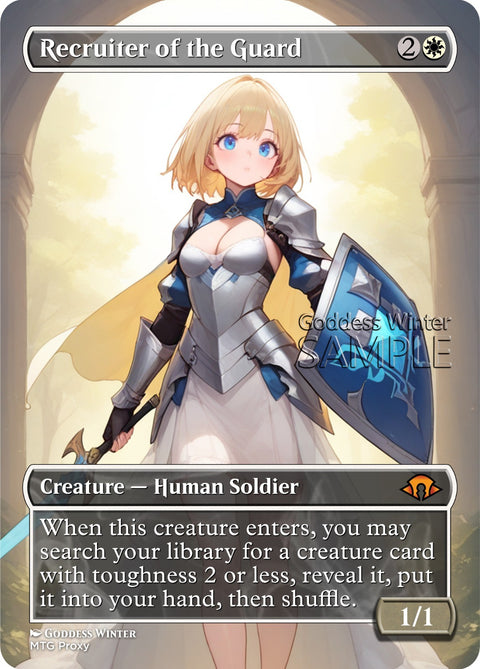 MTG - Recruiter of the Guard - Fanart Borderless Style - EDH / Playtest