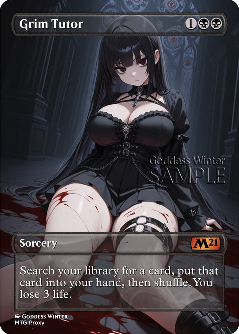 MTG - Grim Tutor - Fanart Borderless Style - EDH / Playtest