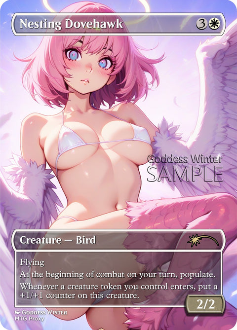 MTG - Nesting Dovehawk - Fanart Borderless Style - EDH / Playtest