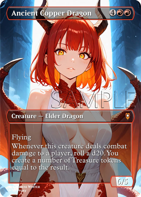 MTG - Ancient Copper Dragon - Fanart Borderless Style - EDH / Playtest