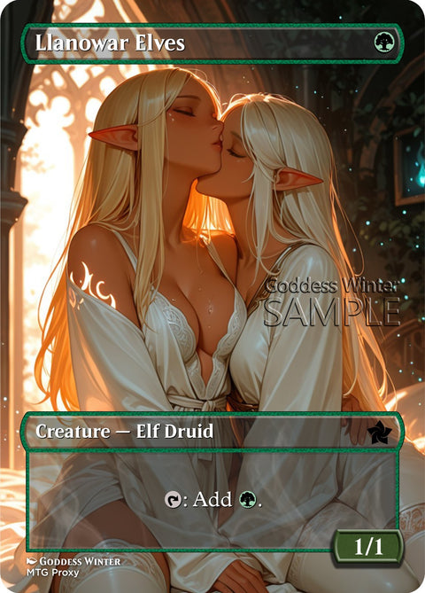 MTG - Llanowar Elves - Fanart Borderless Style - EDH / Playtest