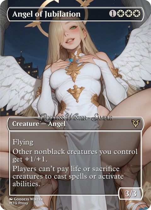 MTG - Angel of Jubilation - Fanart Borderless Style - EDH / Playtest