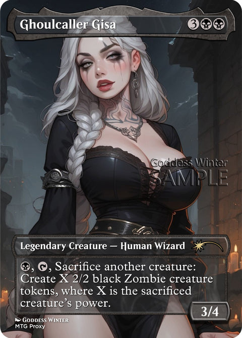 MTG - Ghoulcaller Gisa - Fanart Borderless Style - EDH / Playtest