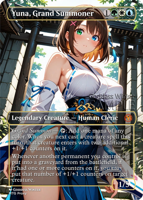 MTG FF - Yuna, Grand Summoner - Fanart Borderless Style - EDH / Playtest