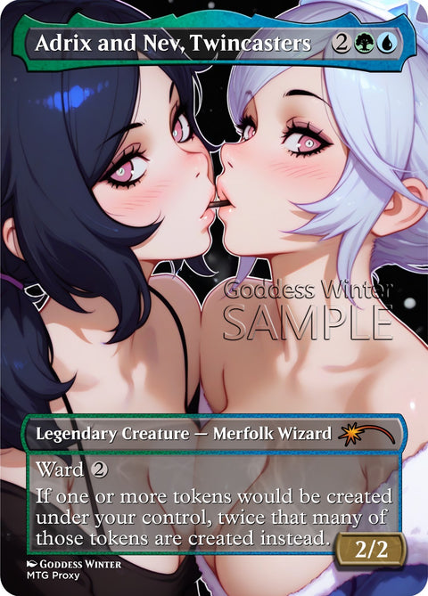 MTG - Adrix and Nev, Twincasters - Fanart Borderless Style - EDH / Playtest