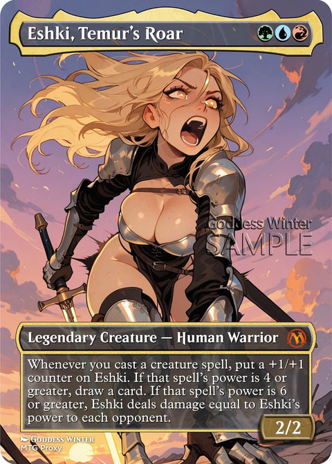 MTG - Eshki, Temur's Roar - Fanart Borderless Style - EDH / Playtest