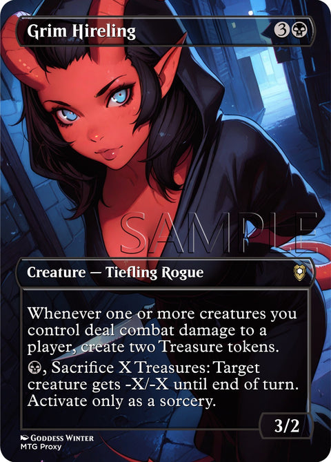 MTG - Grim Hireling - Fanart Borderless Style - EDH / Playtest