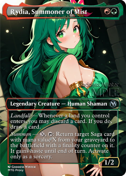 MTG FF - Rydia, Summoner of Mist - Fanart Borderless Style - EDH / Playtest