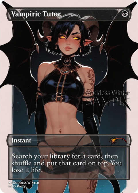 MTG - Vampiric Tutor - Fanart Borderless Style - EDH / Playtest