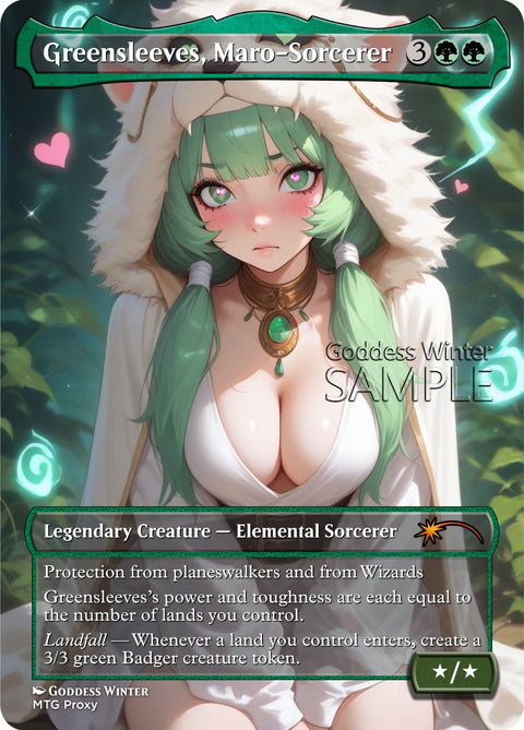 MTG - Greensleeves, Maro-Sorcerer - Fanart Borderless Style - EDH / Playtest