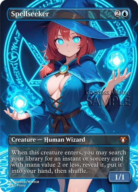 MTG - Spellseeker - Fanart Borderless Style - EDH / Playtest
