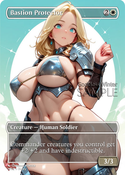 MTG - Bastion Protector - Fanart Borderless Style - EDH / Playtest